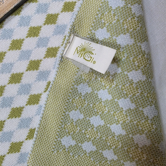 MCM Baby Blanket Knit‎ Argyle Blue Green White Soft Cozy Cottagecore Retro Vibes - Picture 2 of 5